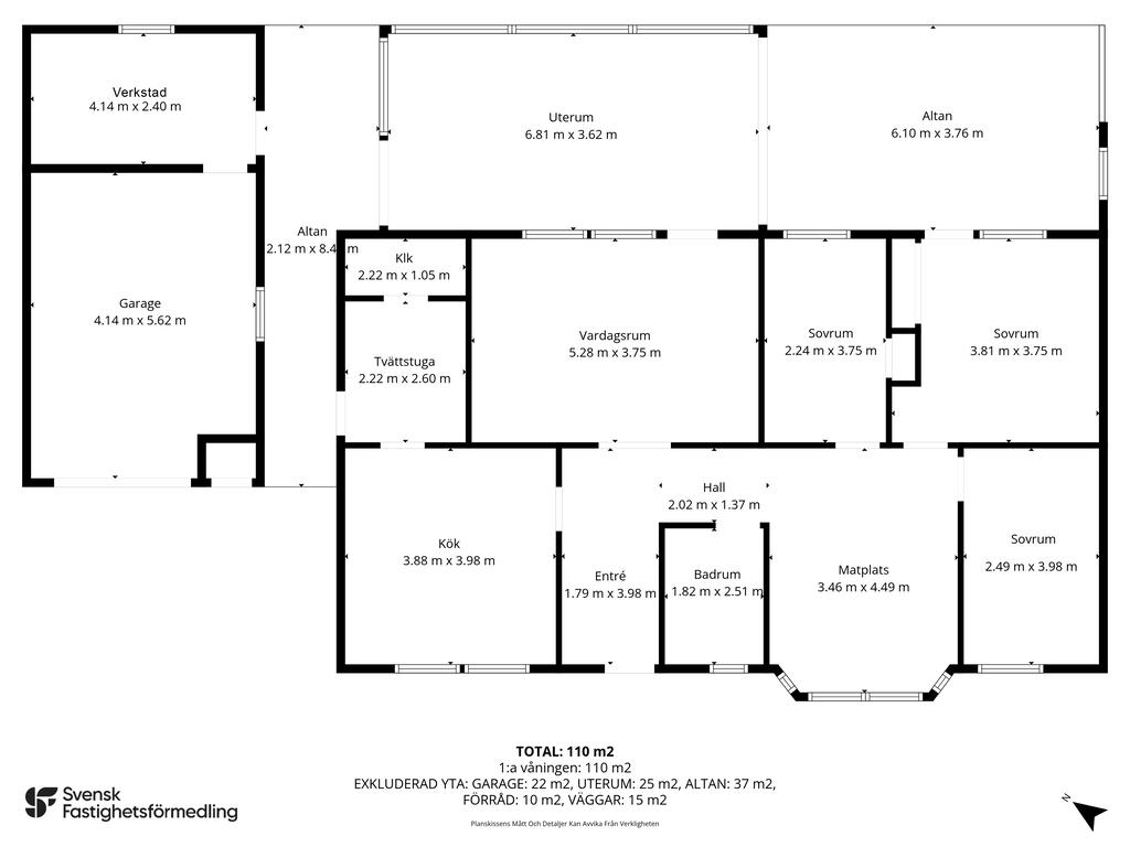 Planlösning med mått