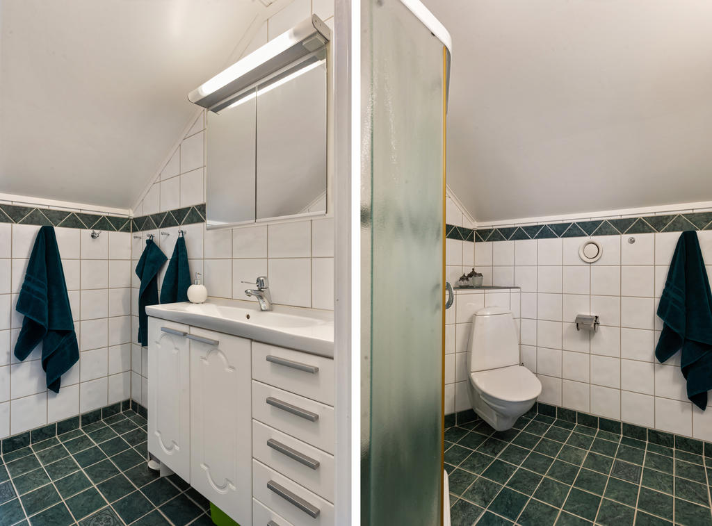 Badrum på övervåning med vattenburen golvvärme