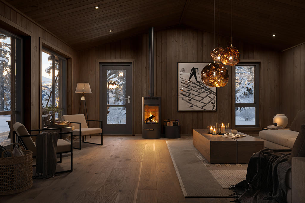 Illustrationsbild färdig stuga. Observera att stugan på bilden kan vara extrautrustad