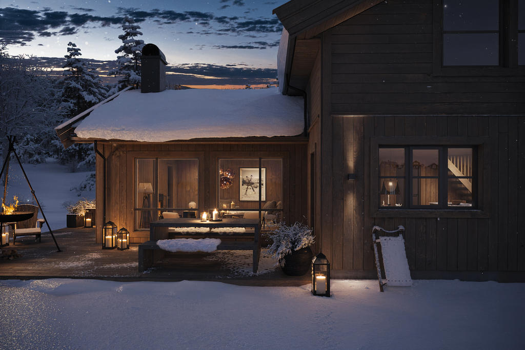 Illustrationsbild färdig stuga. Observera att stugan på bilden kan vara extrautrustad