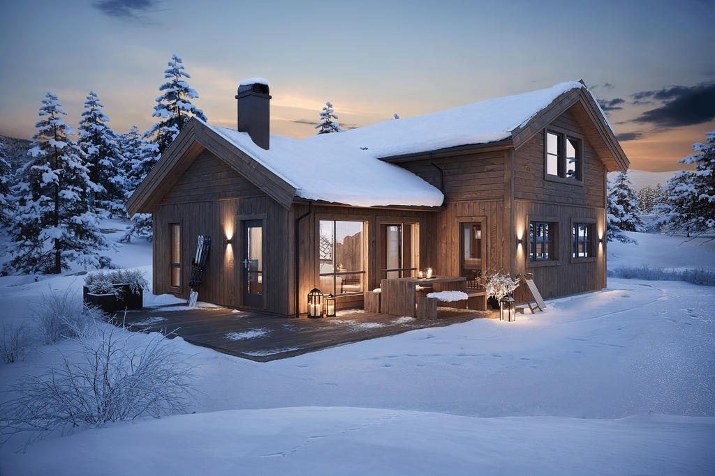 Illustrationsbild färdig stuga. Observera att stugan på bilden kan vara extrautrustad