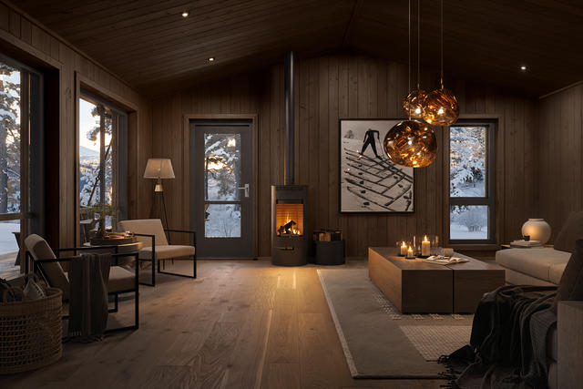 Illustrationsbild färdig stuga. Observera att stugan på bilden kan vara extrautrustad