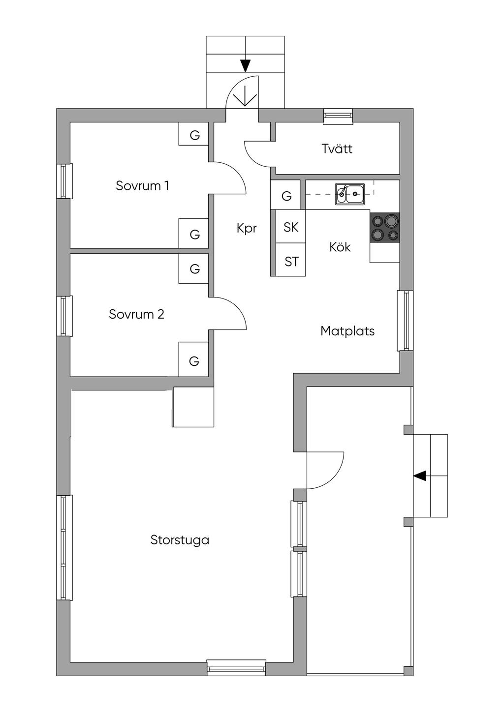 Planlösning. Ej skalenlig. Avvikelser kan förekomma. 