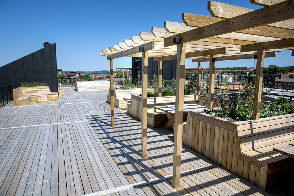 Säljarens sommarbild från den gemensamma takterrassen