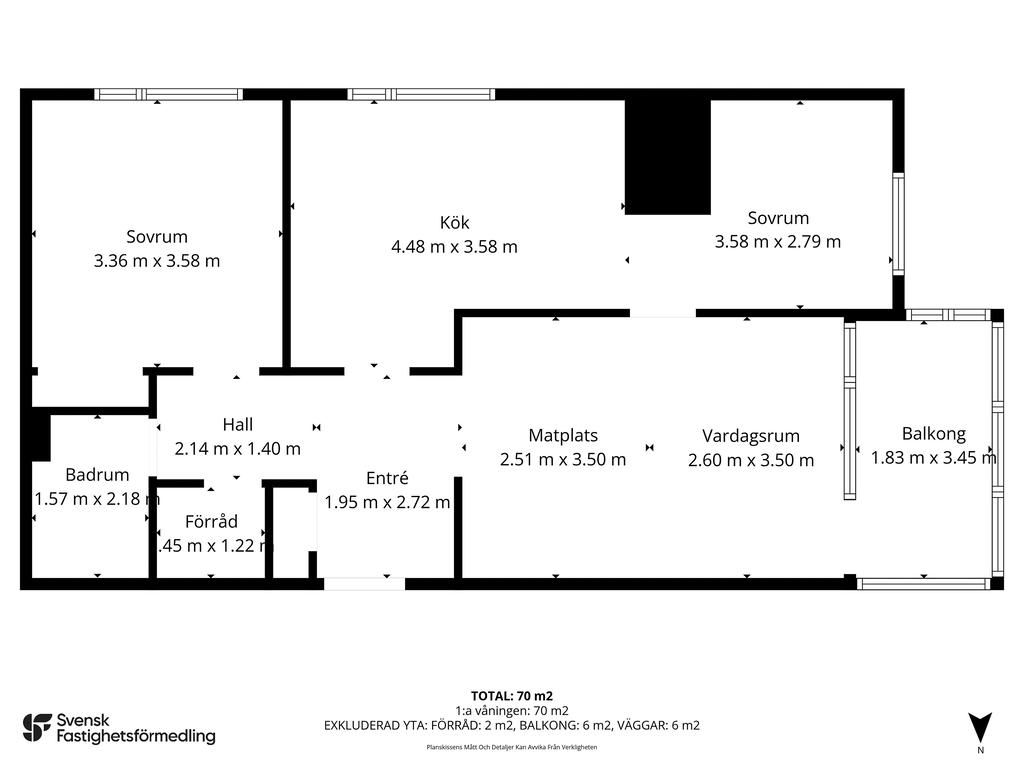 Planlösning med mått 