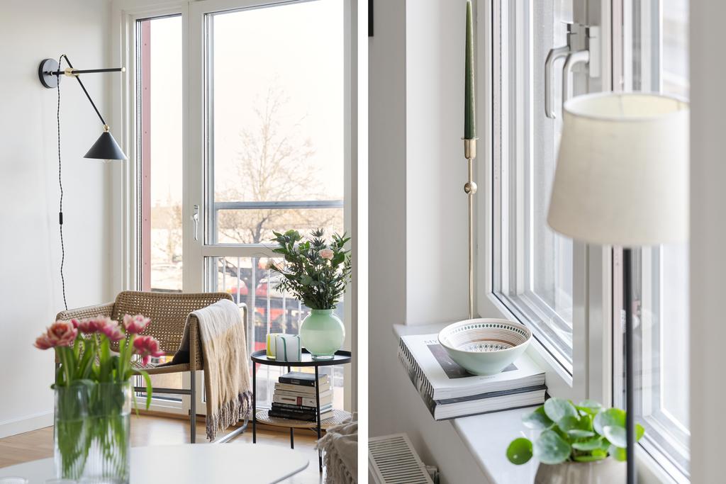 Mysig fönsternisch med plats för läshörna