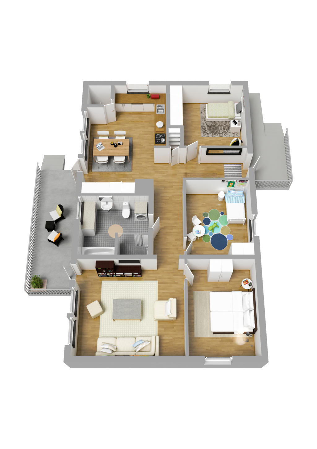 Planritning entréplan 3D