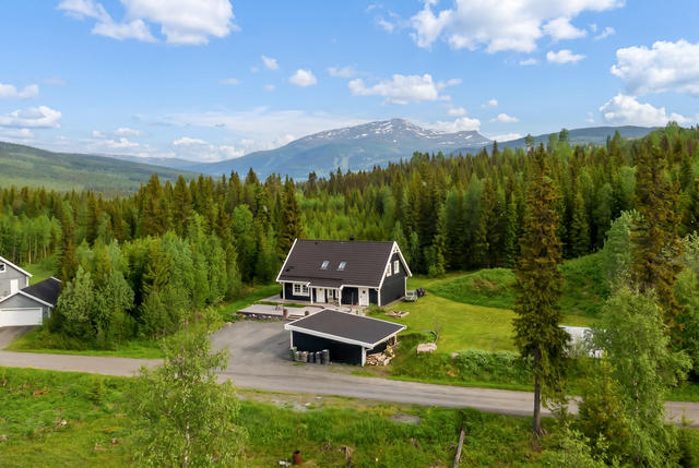 Bostaden med sin stora altan och garage har en naturskön skogstomt och ett växthus som förlänger sommaren.