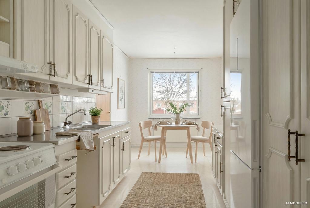 Digitalt möblerad bild av kök