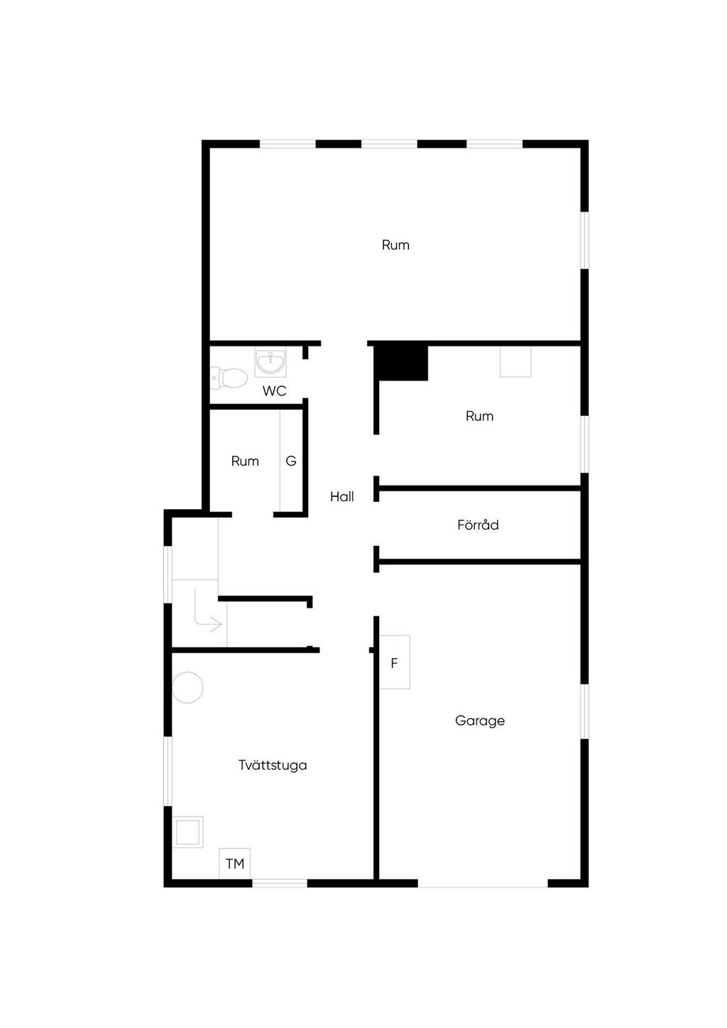 Planlösning källare, viss avvikelse kan förekomma.