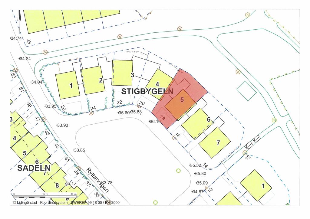 Tomtkarta Ryttarvägen 18 i Lidingö
