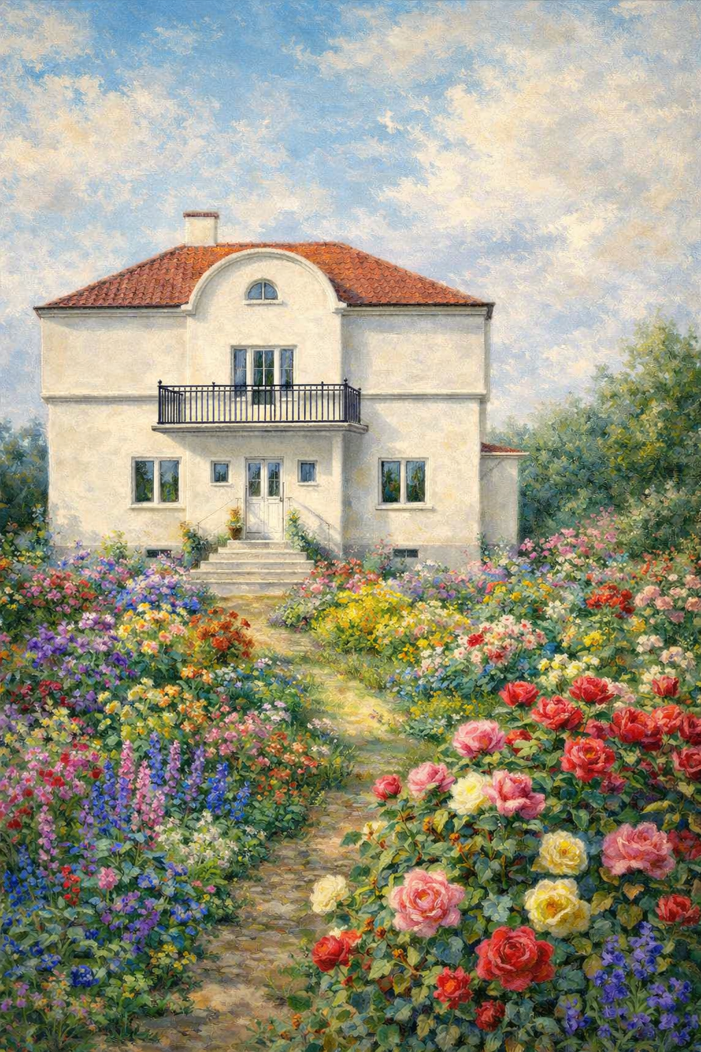 Säljarens AI bild på hur huset kan se ut när det är klart.