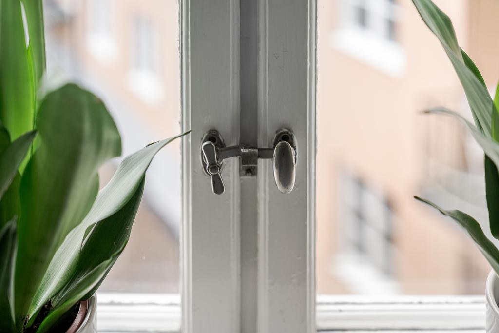 Bevarade originaldetaljer såsom fönstervred i krom