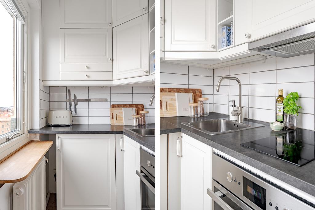 Stilrent kök med integrerad kyl