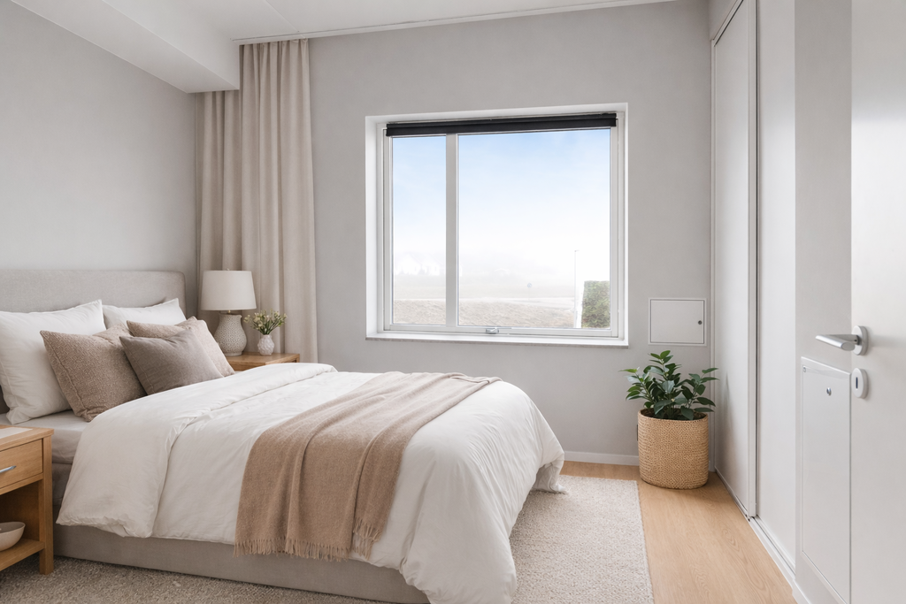 Observera att bilden är digitalt stylad och visar en möjlig inredning – den speglar inte bostadens faktiska skick.