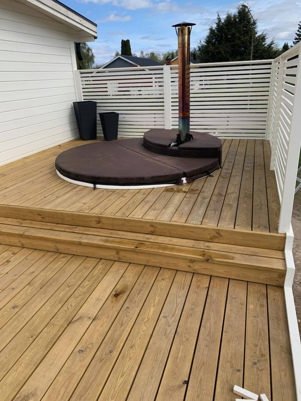 Härligt vedeldad badtunna