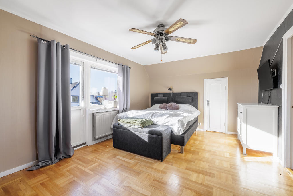 Stora sovrum med balkong och sidogarderober