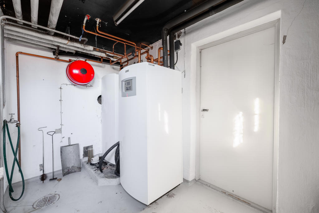 Pannrum med bergvärmeanläggning