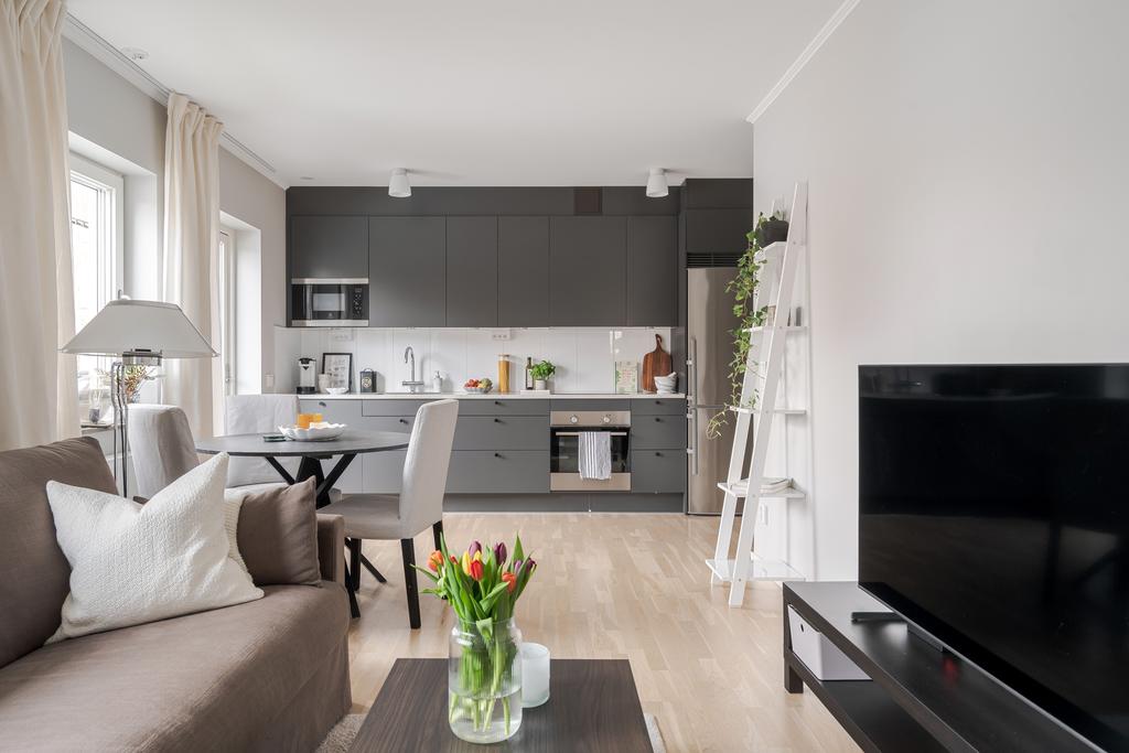 Öppet mellan kök och vardagsrum