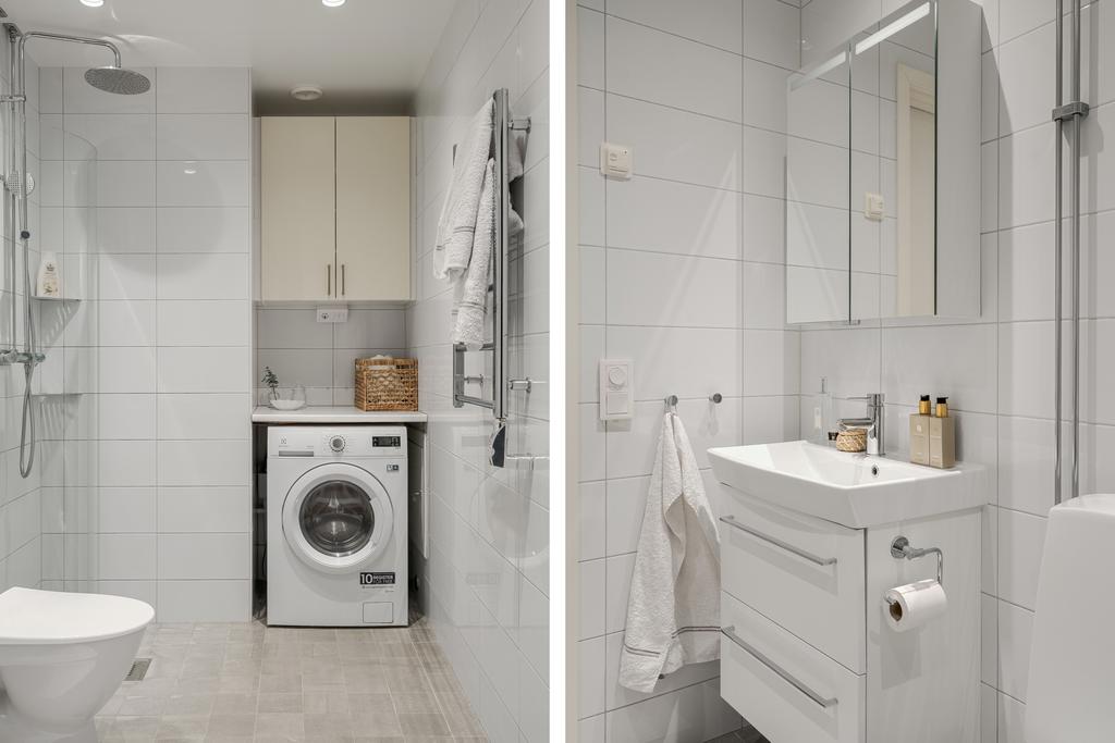 Helkaklat duschrum med kombimaskin