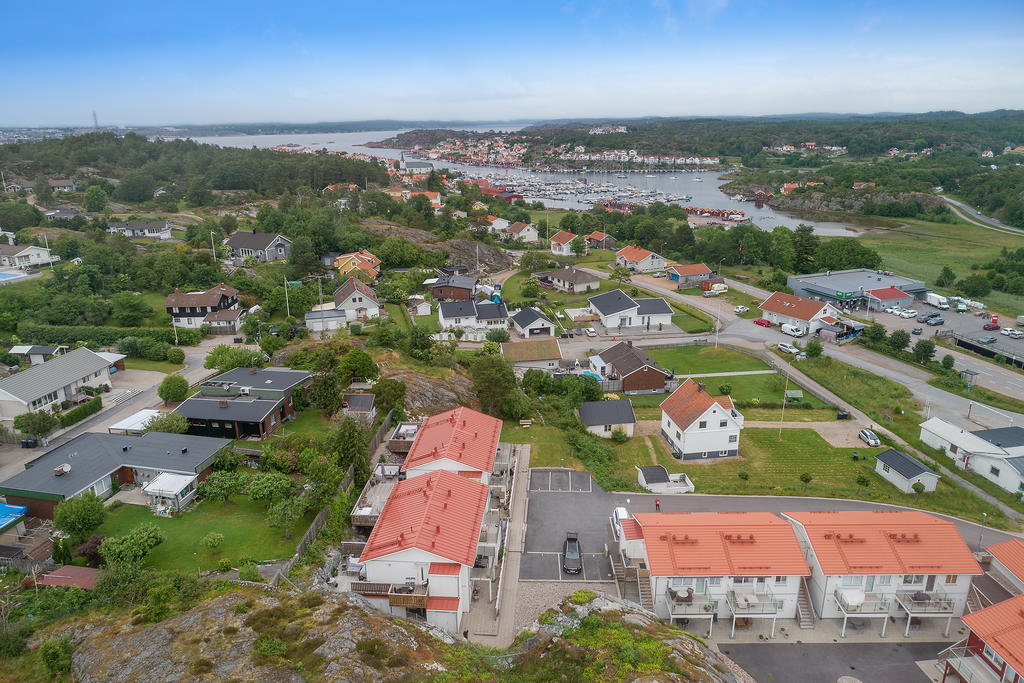 Drönarvy över delar av Fiskebäckskil