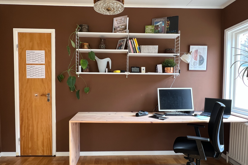 Öppet arbetsrum / bibliotek eller separat gästrum om man delar av.