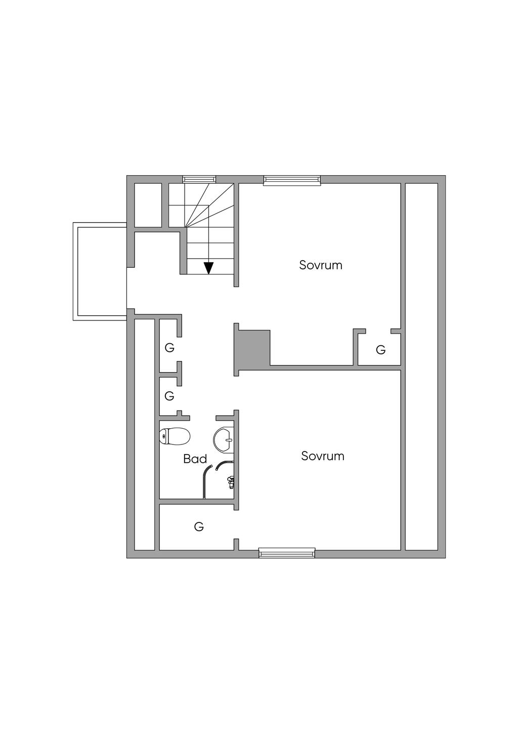 Planlösning övre plan