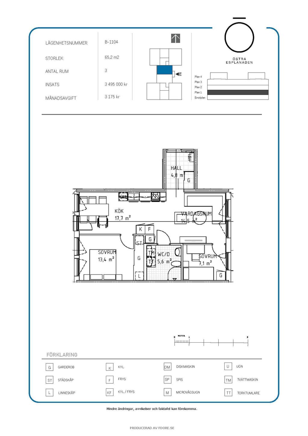 3 rok 65,2 kvm - det finns 6 st av denna lägenhetstyp