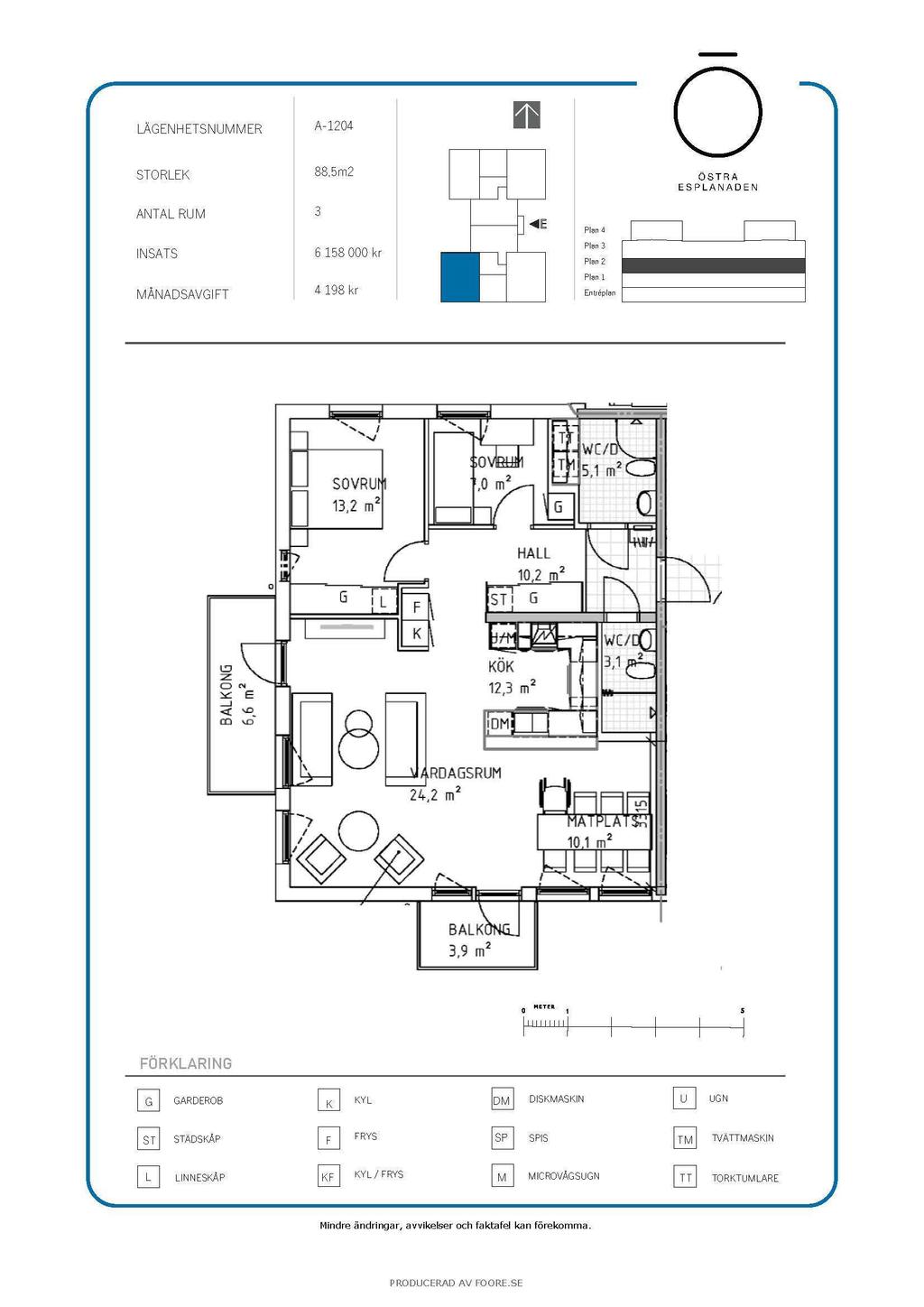 3 rok 88,5 kvm - det finns 8 st av denna lägenhetstyp