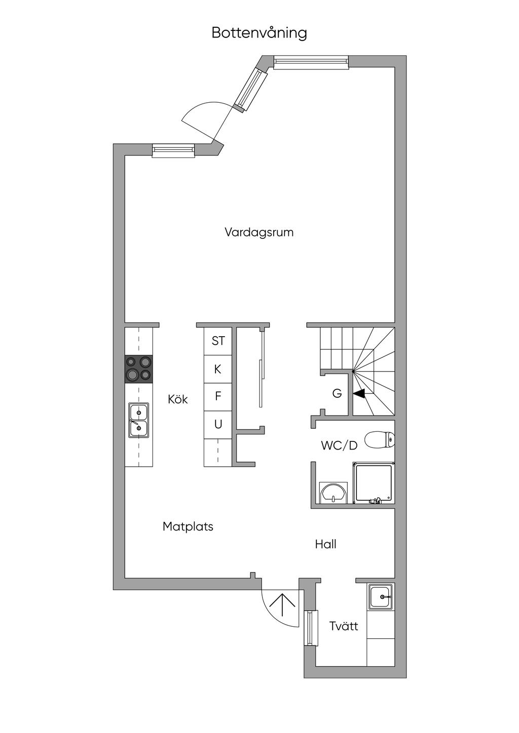 Planritning 2D, bottenvåning