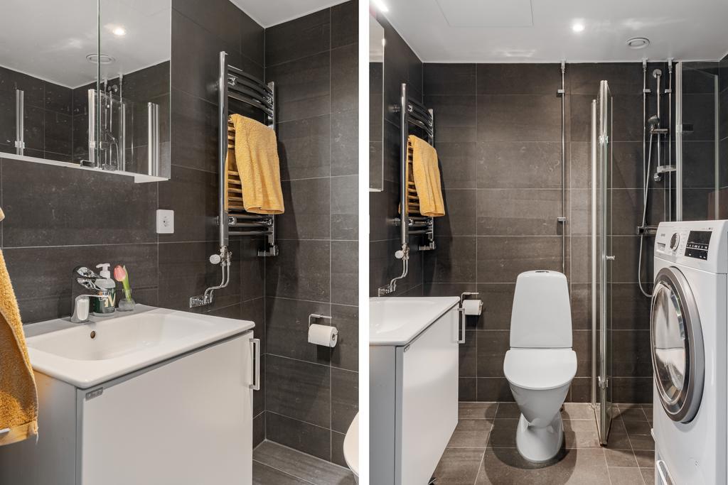 Helkaklat duschrum med kombimaskin