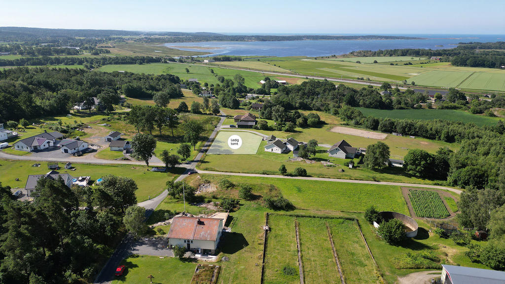 Drönarbild med tomtmarkering