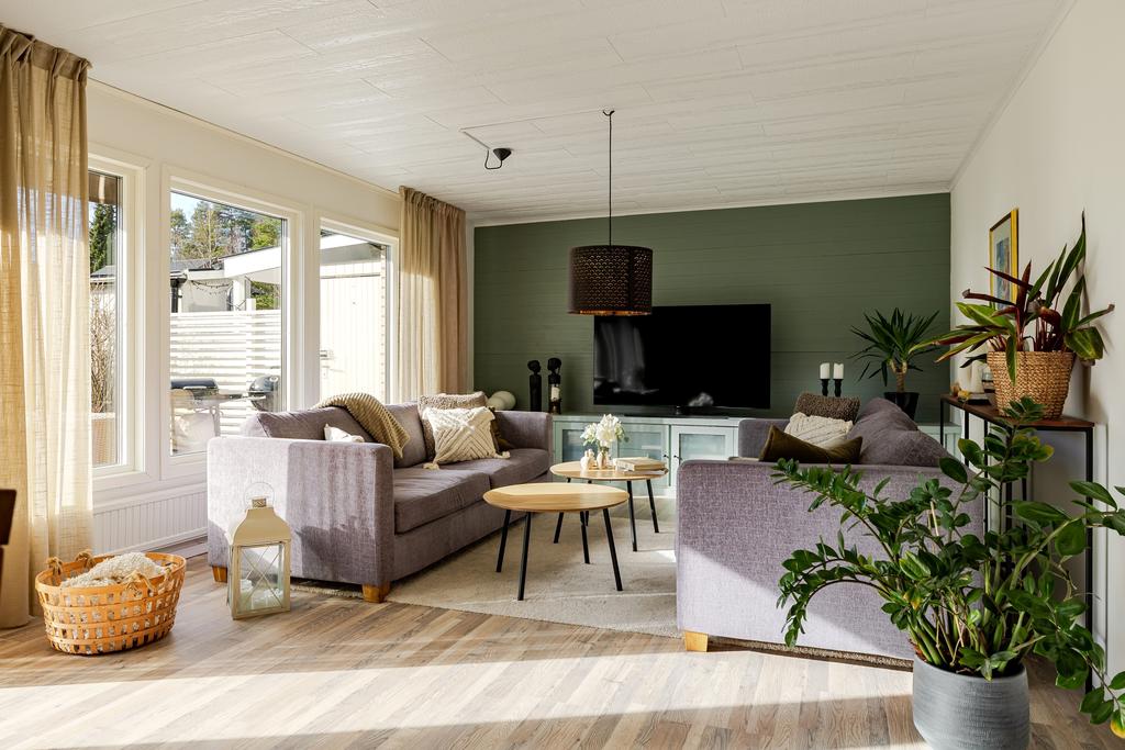 TV- och soffhörnan i vardagsrum