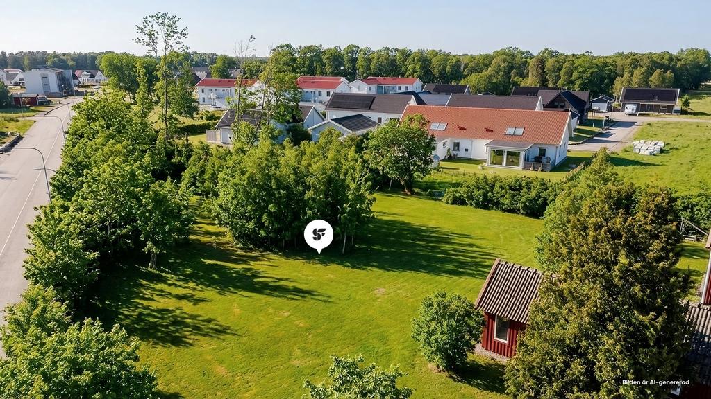 Nu finns chansen att förvärva denna tomt i Stafsinge.

Observera att bilden är digitalt justerad för att illustrera en möjlig sommargrön karaktär på tomten och omgivningen. Förändringarna avser främst vegetation på längre avstånd och speglar inte nödvändigtvis fastighetens faktiska skick.