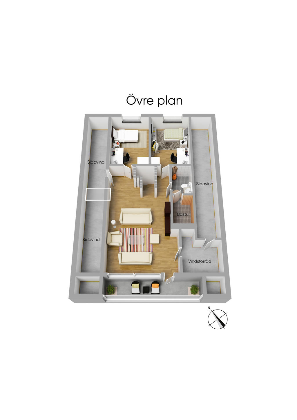 Planlösning övre plan 3-d