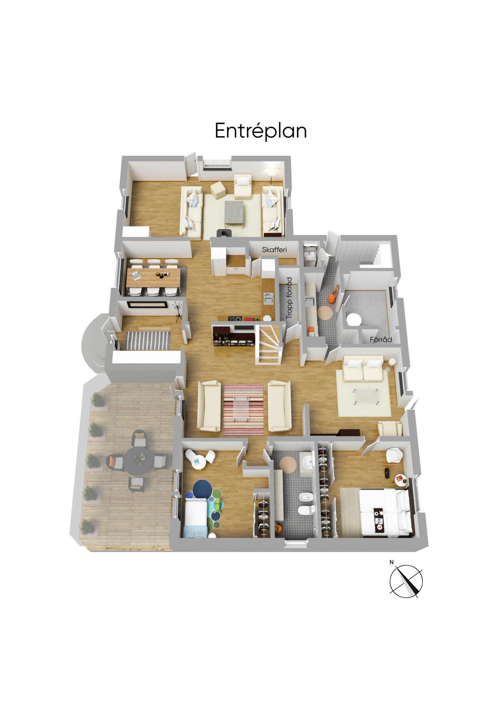Planösning entréplan 3-d