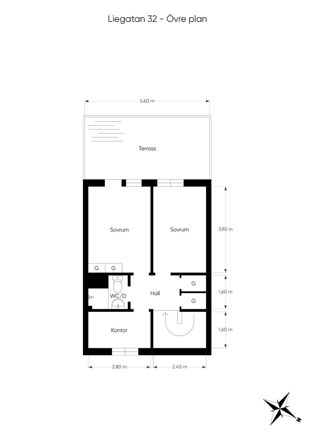 Planlösning övre plan