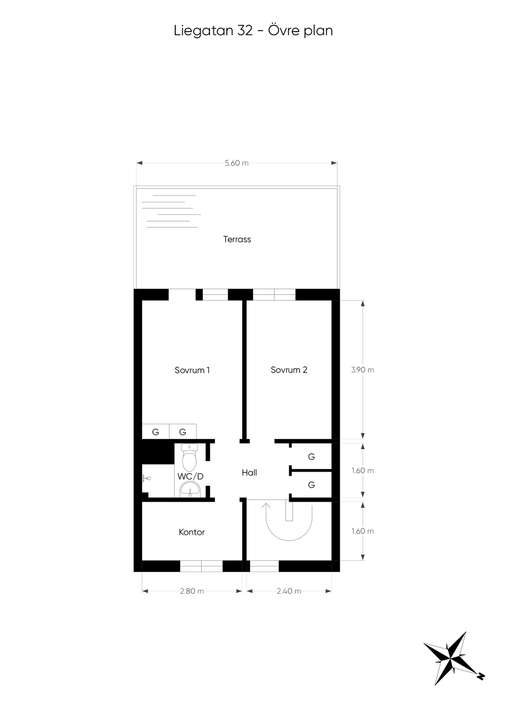 Planritning övervåning