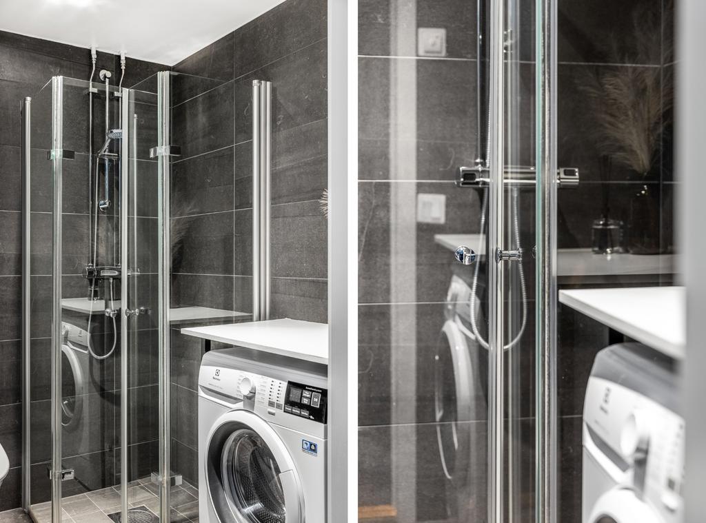 Duschrum med tvättmöjligheter