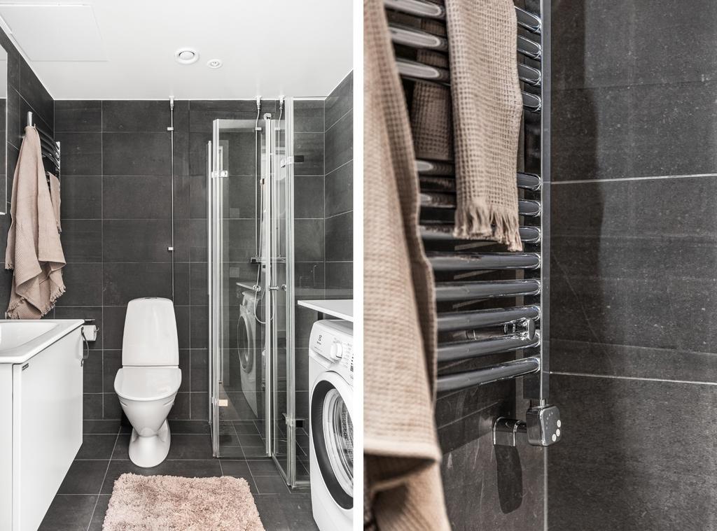 Många bekvämligheter såsom handdukstork