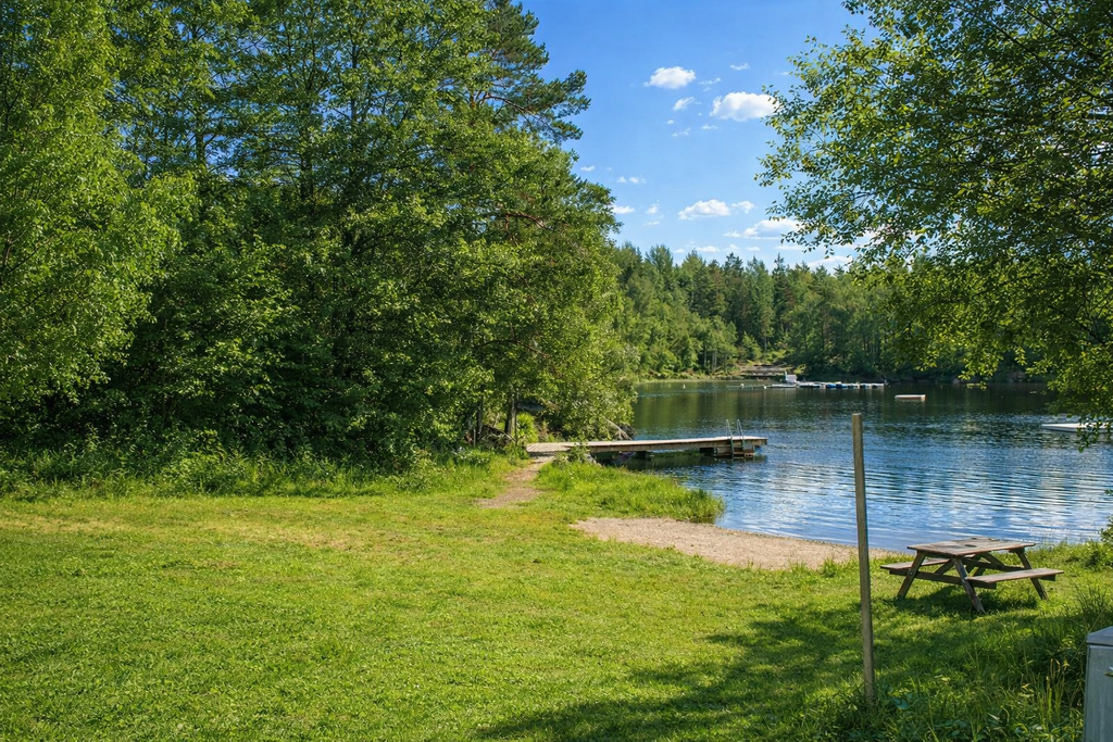 Badplats vid Utsundasjön.