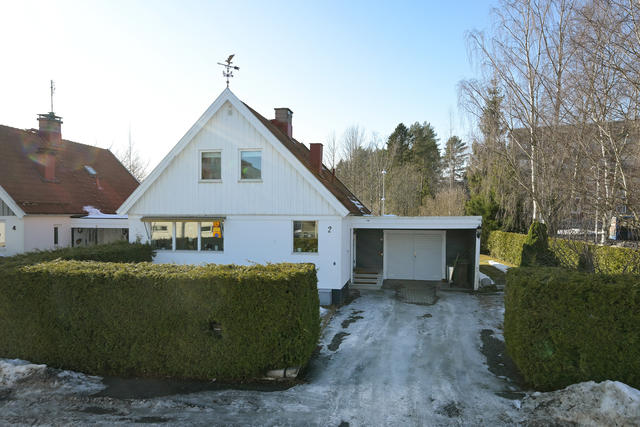 Entren till huset, hög häck runtom