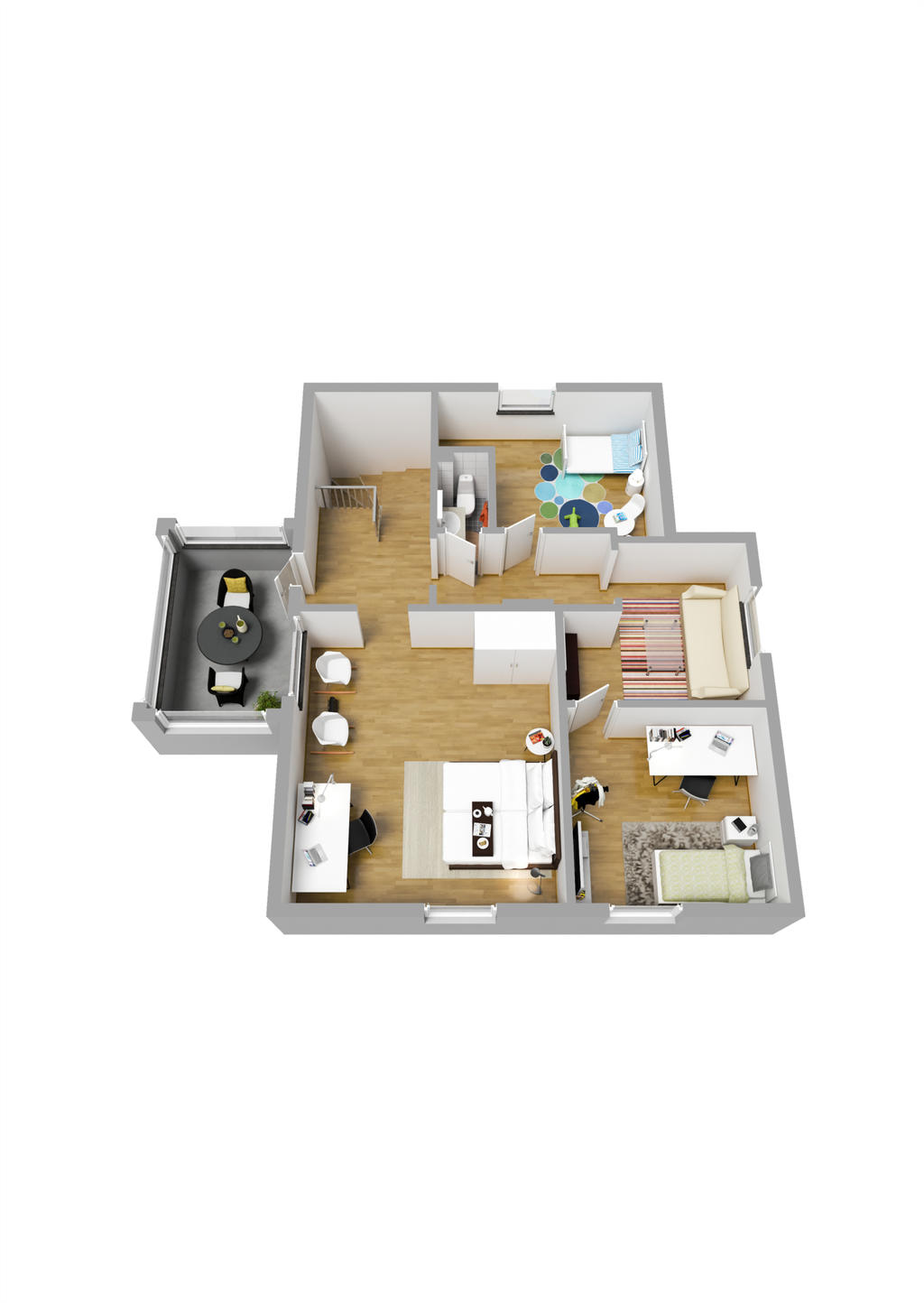 Planlösning övre plan 3D