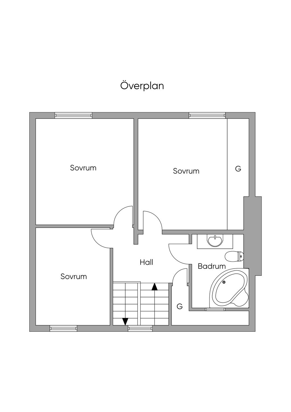 Planlösning Övre plan