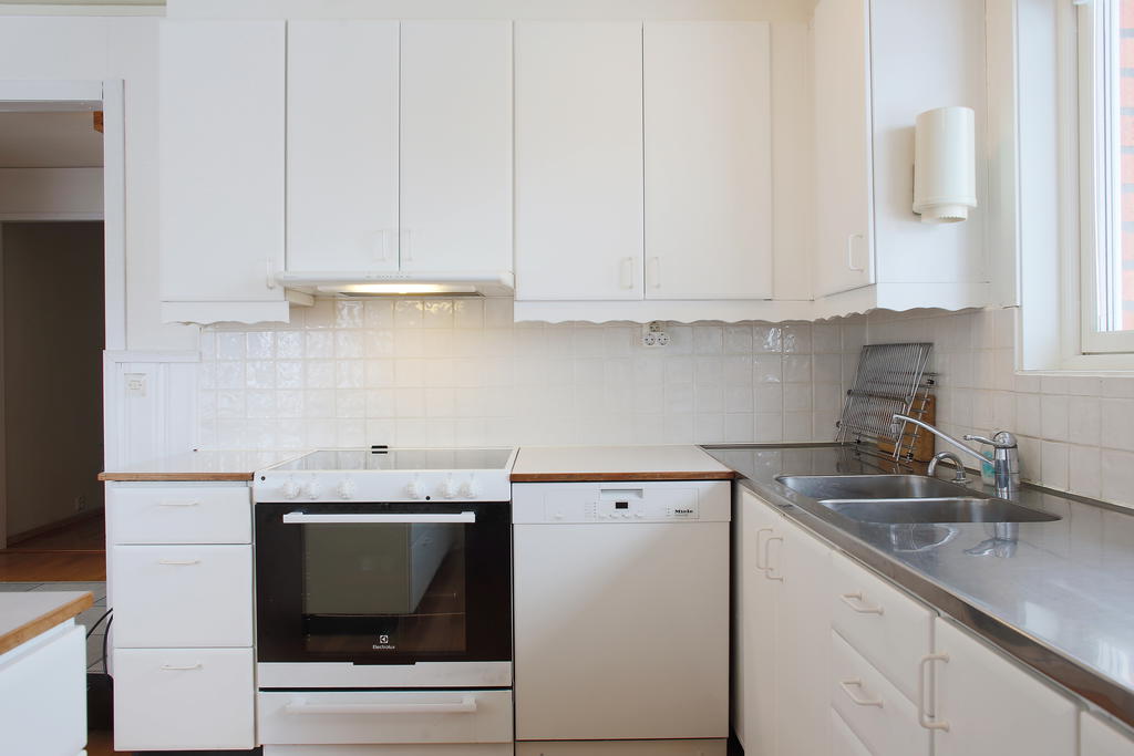 Spis, fläkt och diskmaskin i köket 