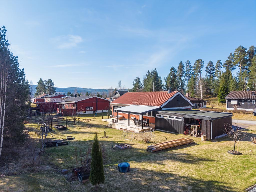 Trädgården är en trivsam och ombonad tomt med bärbuskar, planteringar och ett rofyllt läge intill ett mindre skogsparti bakom huset.