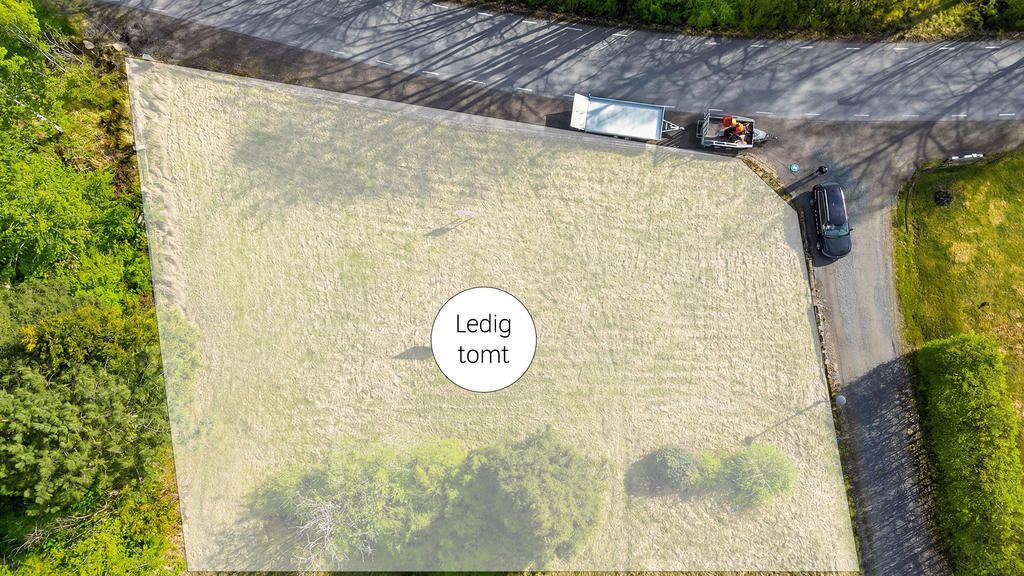 Drönarbild med tomtmarkering