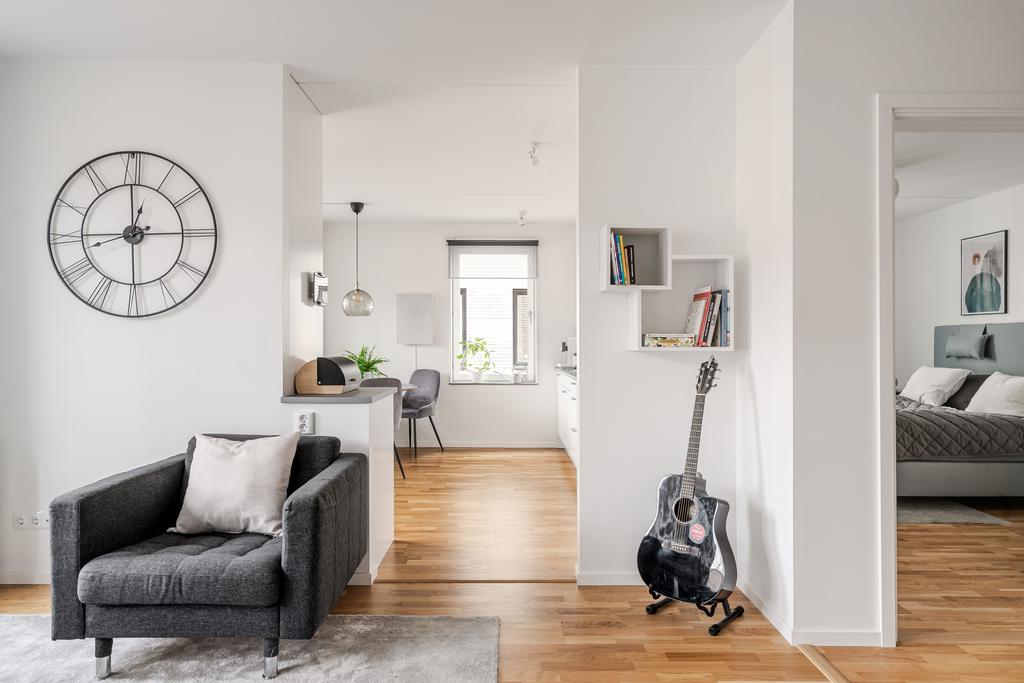 Parkettgolv genom hela bostaden