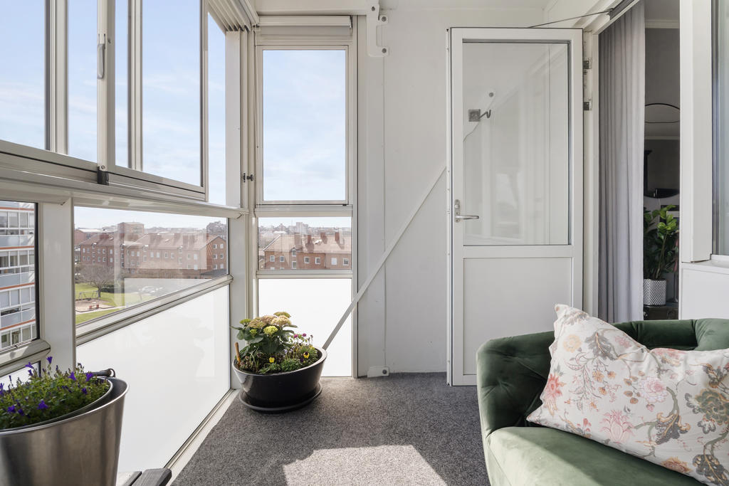 Inglasad balkong i läge nordost 