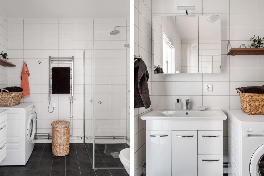 Helkaklat duschrum med kombimaskin